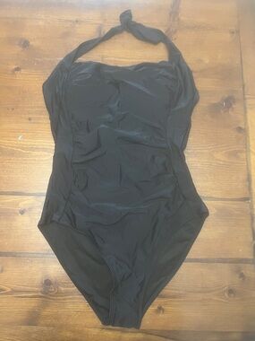 Classic Black Halter One-Piece Swimsuit